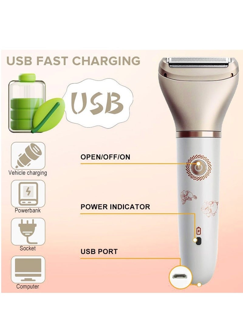 Electric Razor for Women, Wet and Dry Painless Epilator 2-in-1 Ladies Shaver with USB Charging Suitable for Face Legs Underarms and Bikini Trimmer - Image 5